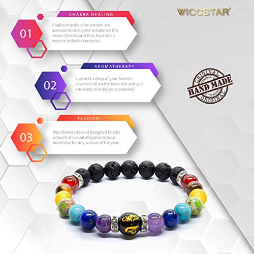 WICCSTAR Pulsera Doble de 7 Chakras Joyas curativas de Christal