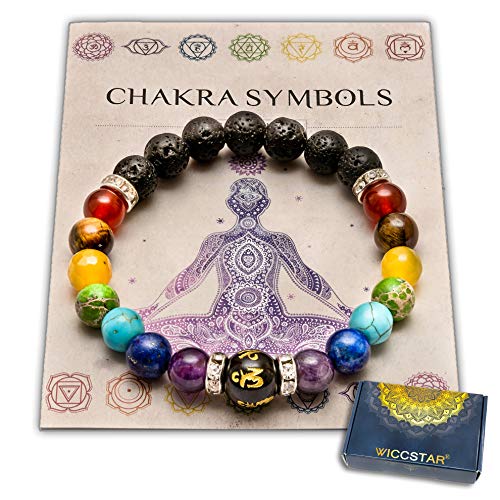 WICCSTAR Pulsera Doble de 7 Chakras Joyas curativas de Christal