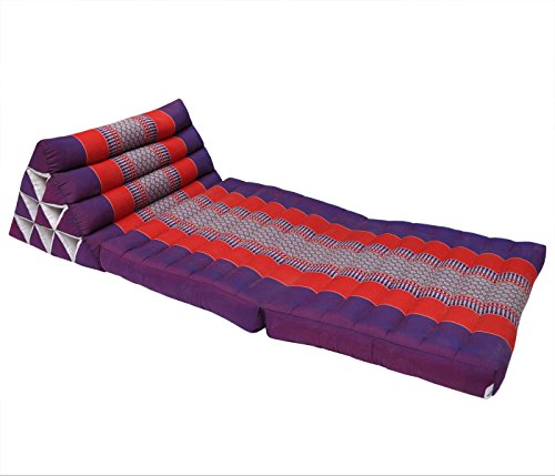Wifash - Cojín triangular tailandés con colchón de 2 partes plegables, color morado y rojo (81502)