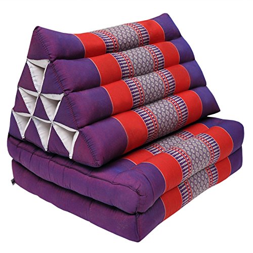 Wifash - Cojín triangular tailandés con colchón de 2 partes plegables, color morado y rojo (81502)