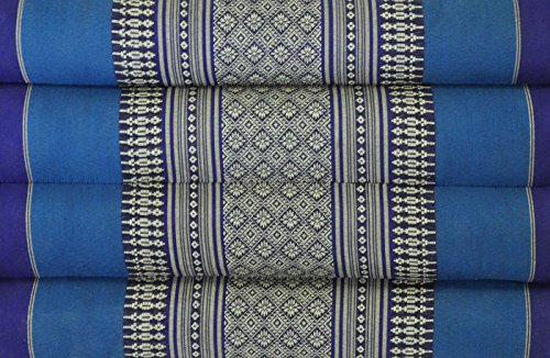 Wifash Colchón Thai 3 Pliegues, con cojín triángulo, Ocio, colchón, Kapok, Playa, Piscina, Fabricado en thailande, Azul (82203)