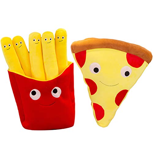 Wiivilik Fries de Dibujos Animados Simulación Pizza Cojín Almohadilla de la Felpa de Peluche de Juguete muñeca niños Casa Comprar Restaurante Decoración del Regalo de cumpleaños muñecos de Peluche