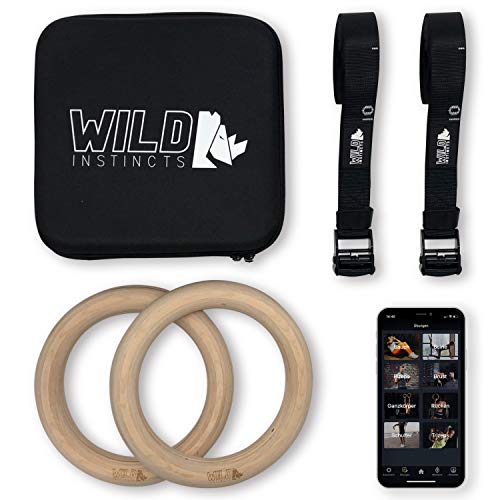 Wild Instincts Be2Move - Anillas de gimnasia de madera (32 mm, para crossfit, fitness y calistenics, para interior y exterior) Wild Instincts Be2Move - Anillas de gimnasia de madera (32 mm, para crossfit, fitness y calistenics, para interior y exterior)