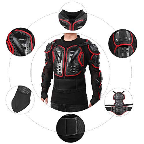 WILDKEN Chaqueta de Protección para Motocross Motos Ropa Protectora de Cuerpo Armadura Completo Profesional de Motocicleta Deportiva para Hombres Columna Vertebral Hombro Mujer Pecho (Rojo, 2XL)