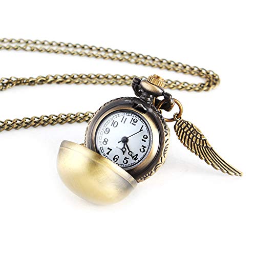 Wilk Regalo del Reloj de Bolsillo Antiguo Alas Ball Snitch Relojes de Bolsillo de Cuarzo Movimiento Colgante