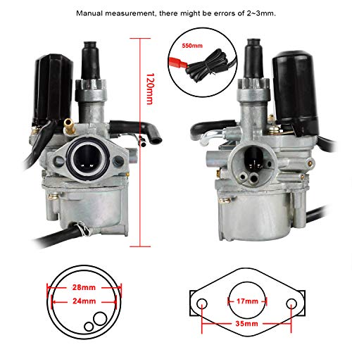 Wilktop 17mm Carburador, Scooter Carburador Motocicleta Carburador con Conector E-choke 2-polos