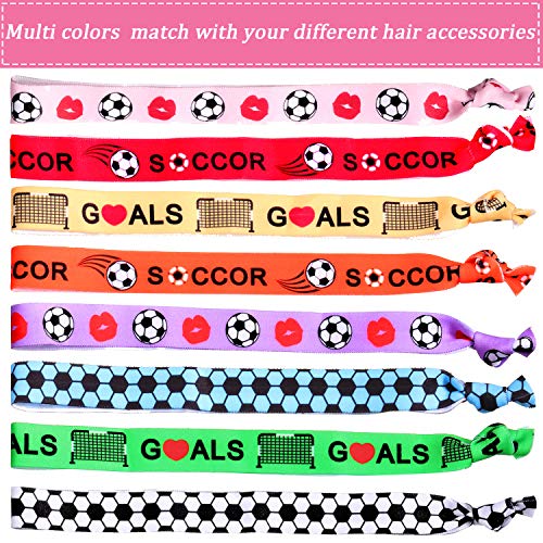 WILLBOND 16 Cintas de Pelo de Fútbol Accesorios de Pelo de Fútbol Scrunchies de Pelo de Fútbol Diademas de Fútbol Cinta de Pelo sin Pliegues Soporte de Cola de Caballo Elástico