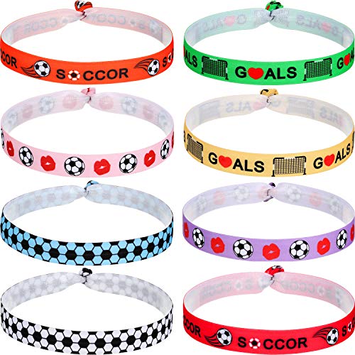 WILLBOND 16 Cintas de Pelo de Fútbol Accesorios de Pelo de Fútbol Scrunchies de Pelo de Fútbol Diademas de Fútbol Cinta de Pelo sin Pliegues Soporte de Cola de Caballo Elástico