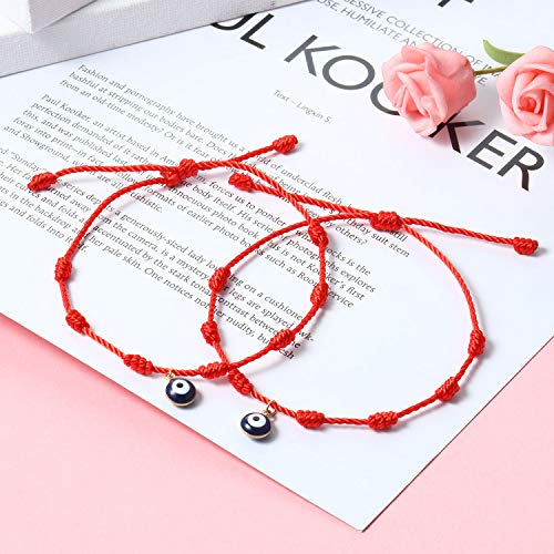WILLBOND 2 Pulseras a Juego de Distancia Promesa de Amistad Pulsera Hecha a Mano con Significado Regalo para Amigo Pareja Amante, Pulsera de Ojos Malvados con 1 Tarjeta de Deseo