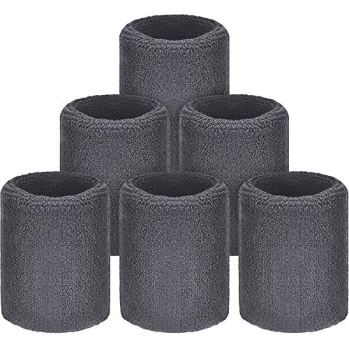 WILLBOND - Muñequeras para fútbol, Baloncesto, Correr, atlético, Deportivo, Color Gris, Paquete de 6 WILLBOND - Muñequeras para fútbol, Baloncesto, Correr, atlético, Deportivo, Color Gris, Paquete de 6