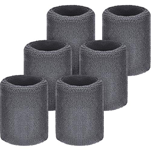 WILLBOND - Muñequeras para fútbol, Baloncesto, Correr, atlético, Deportivo, Color Gris, Paquete de 6 WILLBOND - Muñequeras para fútbol, Baloncesto, Correr, atlético, Deportivo, Color Gris, Paquete de 6