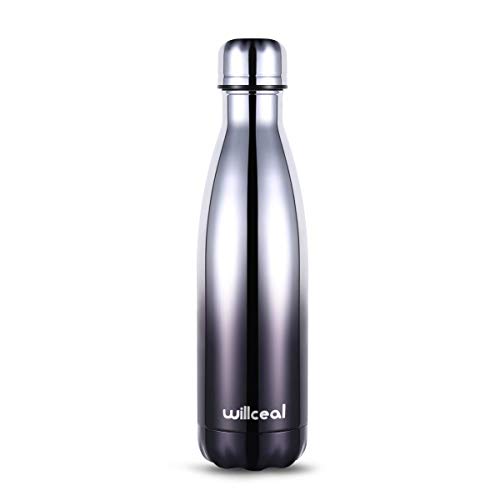 willceal Botella de Agua de Doble Pared de Acero Inoxidable con Aislamiento al vacío, 500 ml, a Prueba de Fugas, para Mantener el frío y Bebidas Calientes, para Deportes al Aire Libre, Camping, etc