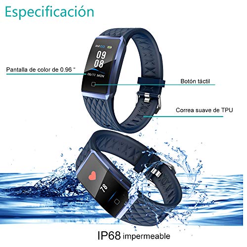 Willful Pulsera Actividad, Impermeable IP68 Pulsera Inteligente con Pulsómetro, Reloj Inteligente para Deporte, Podómetro, Pulsera Deporte para Android y iOS Teléfono móvil para Hombres Mujeres