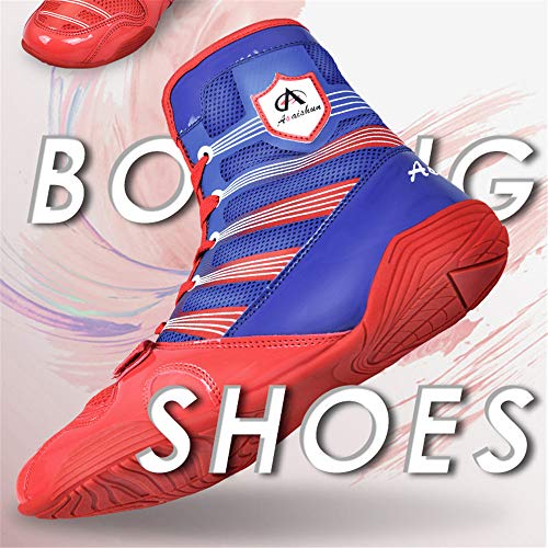 Willsky Botas De Boxeo, Zapatos De Entrenamiento De Lucha Combate Unisex Adultos Profesión Juvenil De Artes Marciales Calzado Ligero Y Transpirable,Hightop,43