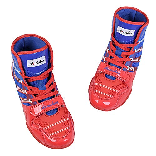 Willsky Botas De Boxeo, Zapatos De Entrenamiento De Lucha Combate Unisex Adultos Profesión Juvenil De Artes Marciales Calzado Ligero Y Transpirable,Hightop,43