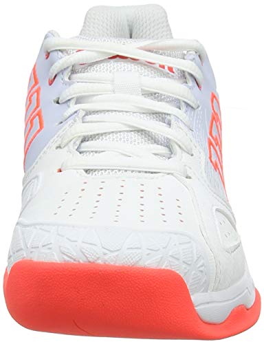 Wilson Kaos Devo Carpet W Zapatilla de Tenis para tenistas de Cualquier Nivel, para Pistas de Interior/moqueta, sintético, para Mujer, Blanco/Azul Claro/Rojo Talla 37 2/3 EU