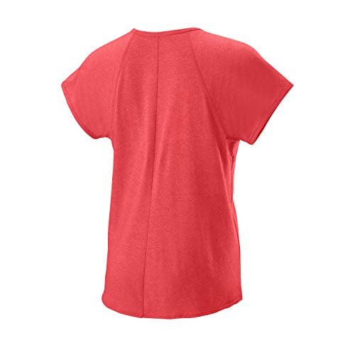 Wilson Mujer, W TRAINING V-NECK TEE, Camiseta de tenis cuello en V, Poliéster/Nailon, Rojo (Cayenne), Talla L, WRA775905