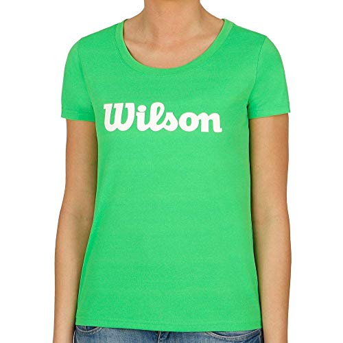 Wilson Mujer, W UWII SCRIPT TECH TEE, Camiseta de tenis manga corta, Poliéster, Verde (Andean Toucan)/Blanco, Talla L, WRA770508 Wilson Mujer, W UWII SCRIPT TECH TEE, Camiseta de tenis manga corta, Poliéster, Verde (Andean Toucan)/Blanco, Talla L, WRA770508
