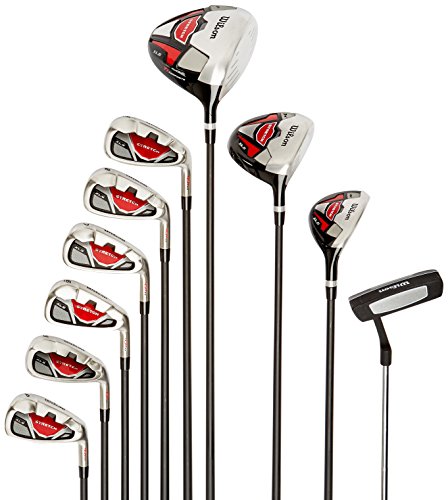 Wilson, Set completo para principiantes, 10 palos de golf con bolsa de transporte, Hombre (mano derecha) Stretch XL, Negro/Gris/Rojo, WGG157551