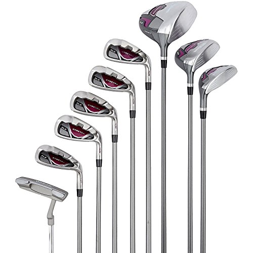 Wilson, Set completo para principiantes, 9 palos de golf con carro, Mujer (mano izquierda) Stretch XL, Blanco/Gris/Violeta, WGG157556 Wilson, Set completo para principiantes, 9 palos de golf con carro, Mujer (mano izquierda) Stretch XL, Blanco/Gris/Violeta, WGG157556