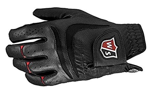 Wilson Staff Guante de Golf Grip Plus, Construcción multitejido, Mano Izquierda, MLH, Hombre, Negro, Talla: L