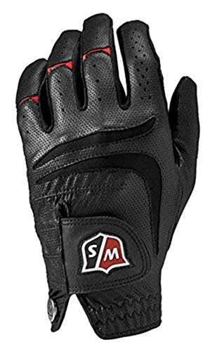 Wilson Staff Guante de Golf Grip Plus, Construcción multitejido, Mano Izquierda, MLH, Hombre, Negro, Talla: L