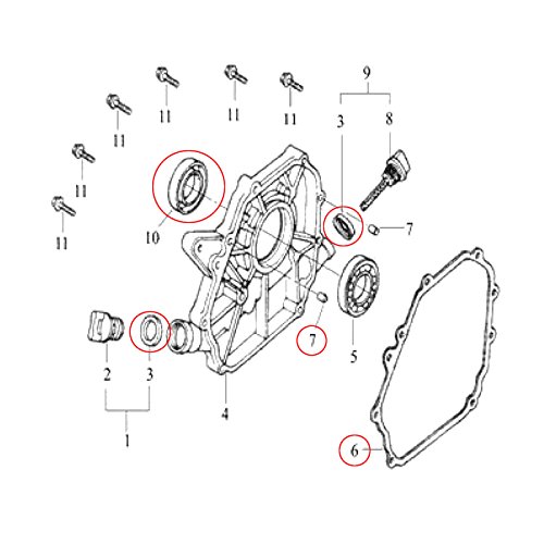 WilTec Juego de Juntas LIFAN de Repuesto para Motor de Gasolina de 6,5 CV WilTec Juego de Juntas LIFAN de Repuesto para Motor de Gasolina de 6,5 CV