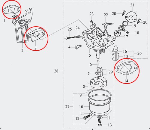 WilTec Juego de Juntas LIFAN de Repuesto para Motor de Gasolina de 6,5 CV WilTec Juego de Juntas LIFAN de Repuesto para Motor de Gasolina de 6,5 CV