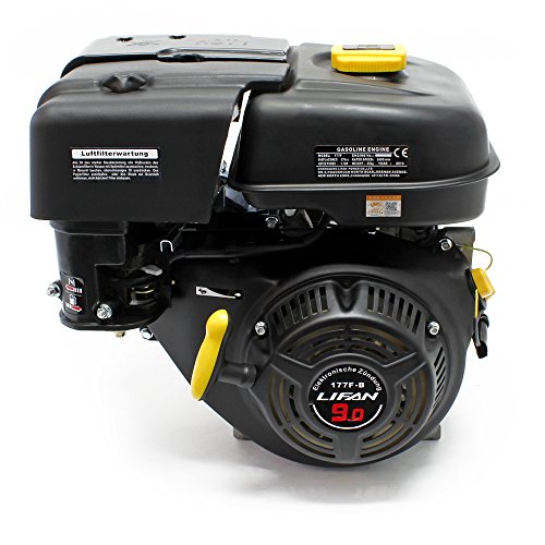 WilTec Motor de Gasolina LIFAN 177 de 6,6 kW (9 CV) de 4 Tiempos y 25,4 mm de Arranque Manual con refrigeración por Aire