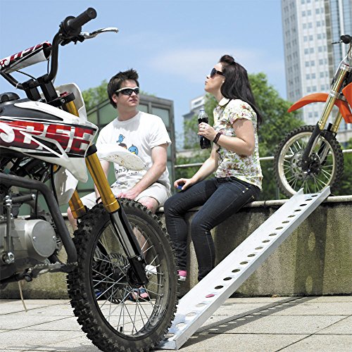 WilTec Rampa Carga Motocicletas 163 cm 180kg ATV Aluminio Plegable Quads Motos Vehículos Ayuda Transporte