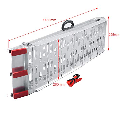 WilTec Rampa Carga Motocicletas ATV Aluminio Plegable Quads Motos Vehículos Ayuda Transporte 226cm 340kg