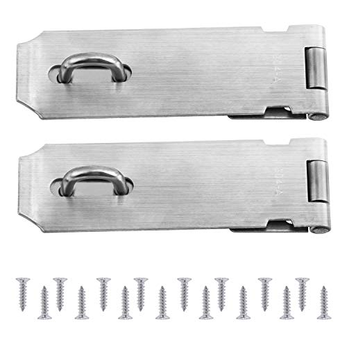 WiMas 2PCS Portacandados, Candado Cierre de Puerta Acero Inoxidable, Hebilla de la Puerta para Puerta,Ventana, Armario (5 Pulgadas con 16 Tornillos)