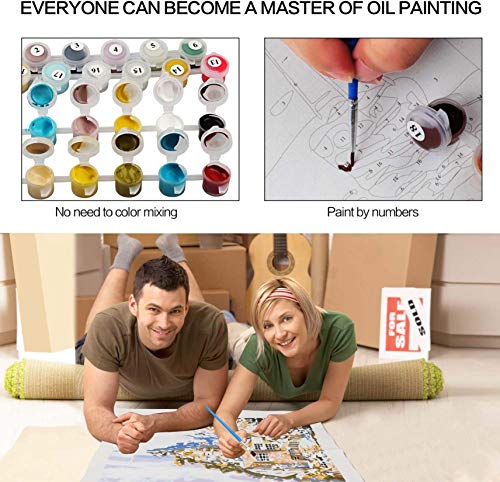 WINAROI DIY Pintar por Numeros para Adultos Niños, Pintura al óleo Kit con Pinceles y Pinturas, DIY Conjunto Completo de Pinturas para La Decoración del Hogar 16 * 20 Pulgadas Sin Marco