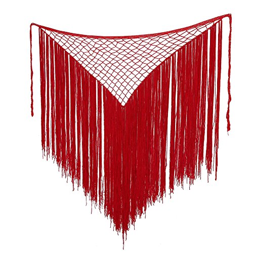 Wincal Bufanda de Cadera, 2 Colores, Bufanda de Cadera para Mujeres con borlas largas para Danza del Vientre(Rojo)
