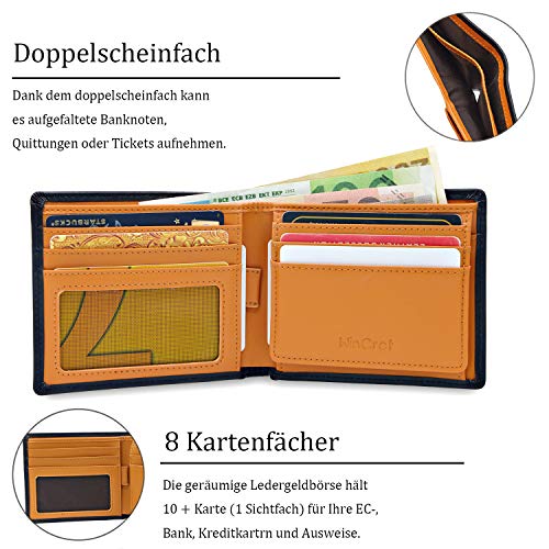 WinCret Piel Carteras para Hombre con Monedero y RFID Bloqueo - Billetera Hombre con 8 Ranuras para Tarjeta de película WinCret Piel Carteras para Hombre con Monedero y RFID Bloqueo - Billetera Hombre con 8 Ranuras para Tarjeta de película