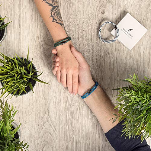 Wind Passion Pulsera Verde Magnética de Cuerda Trenzada Nautica para Hombre y Mujer, Tall Large Wind Passion Pulsera Verde Magnética de Cuerda Trenzada Nautica para Hombre y Mujer, Tall Large