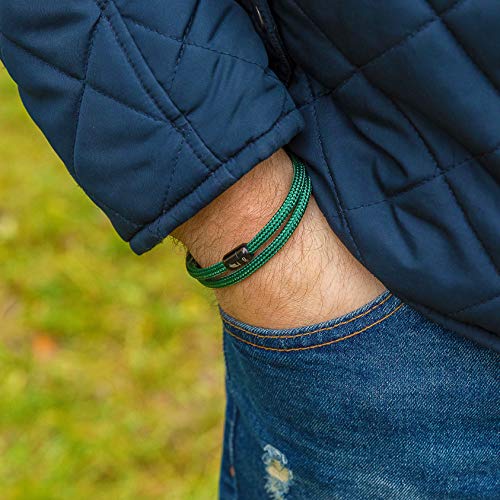 Wind Passion Pulsera Verde Magnética de Cuerda Trenzada Nautica para Hombre y Mujer, Tall Large