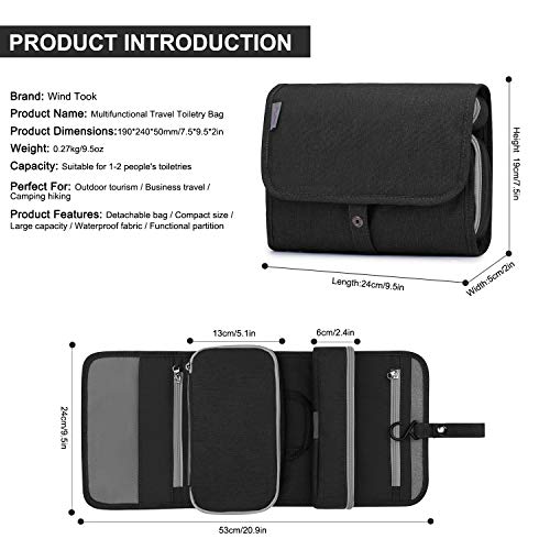 Wind Took Neceser de Hombre y Mujer Bolsa de Aseo Colgante Organizador Cosmético Resistente al Agua Plegable Neceser para Vacaciones Viajes de Negocios Negro Wind Took Neceser de Hombre y Mujer Bolsa de Aseo Colgante Organizador Cosmético Resistente al Agua Plegable Neceser para Vacaciones Viajes de Negocios Negro