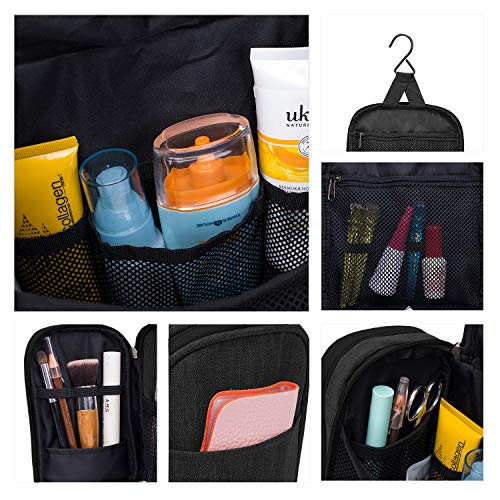 Wind Took Neceser Maquillaje Neceser de Viaje con Colgar Neceser Hombre Bolsas de Aseo Neceser Mujer cosméticos Organizador Accesorios de baño Negro