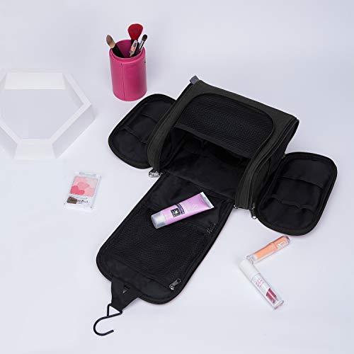 Wind Took Neceser Maquillaje Neceser de Viaje con Colgar Neceser Hombre Bolsas de Aseo Neceser Mujer cosméticos Organizador Accesorios de baño Negro