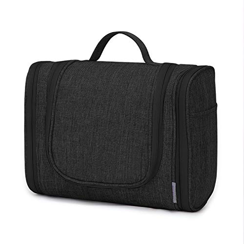 Wind Took Neceser Maquillaje Neceser de Viaje con Colgar Neceser Hombre Bolsas de Aseo Neceser Mujer cosméticos Organizador Accesorios de baño Negro