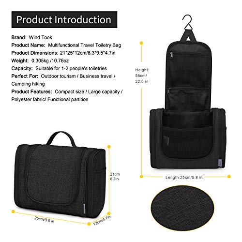 Wind Took Neceser Maquillaje Neceser de Viaje con Colgar Neceser Hombre Bolsas de Aseo Neceser Mujer cosméticos Organizador Accesorios de baño Negro Wind Took Neceser Maquillaje Neceser de Viaje con Colgar Neceser Hombre Bolsas de Aseo Neceser Mujer cosméticos Organizador Accesorios de baño Negro