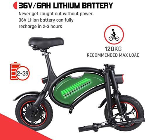 Windgoo Bicicleta Electrica 36V Plegable - E-Bike 12", Actualizar Bici Electrica Urbana Ligera para Adulto (Negro)