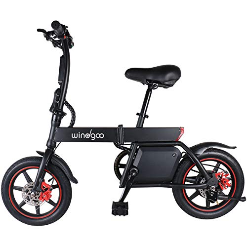 Windgoo Bicicleta Eléctrica Plegables, 350W Motor Bicicleta Plegable 25 km/h y 25 km, Bici Electricas Adulto con Ruedas de 14", Batería 36V 6.0Ah, Asiento Ajustable, con Pedales