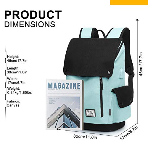 WindTook Mochila Universitaria Mujer de Lona 15.6 Pulgadas Mochila Ordenador Portatil con Puerto de USB para Escolares Mochila de Hombre Multiusos Dackpack para Viaje Trabajo BLU