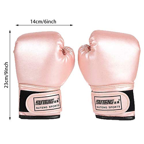 WingFly Guantes de Boxeo para Niños, 3 Colores PU Fighting Muay Thai Sparring Que Perfora los Guantes de Kickboxing para los Niños (Rosa)