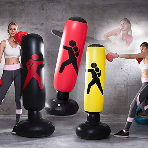 WingFly Saco de Boxeo, Boxeo Inflable autoportante Aptitud Objetivo Bolso del Soporte de la Torre, Perforación Kick Formación Tumbler Bop Bolsa para Aliviar la Presión (Negro)