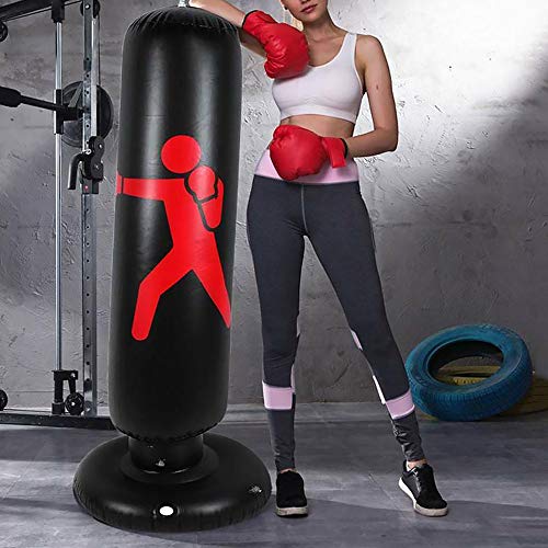 WingFly Saco de Boxeo, Boxeo Inflable autoportante Aptitud Objetivo Bolso del Soporte de la Torre, Perforación Kick Formación Tumbler Bop Bolsa para Aliviar la Presión (Negro)