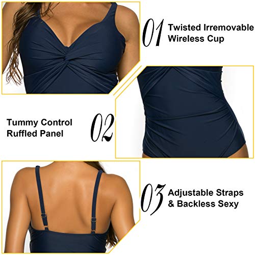 WIN.MAX Bañadores de Mujer Reductores Sexy Bañadores Mujer con Relleno Bañador Push up Traje de Baño Mujer (Negro, EU38)