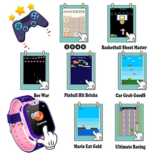 Winnes Reloj Inteligente para Niños, Niña La Musica y 7 Juegos Smart Watch Phone, 2 Vías Llamada Despertador de Cámara para Reloj Niño y Niña 3-12 años (Rosa) Winnes Reloj Inteligente para Niños, Niña La Musica y 7 Juegos Smart Watch Phone, 2 Vías Llamada Despertador de Cámara para Reloj Niño y Niña 3-12 años (Rosa)